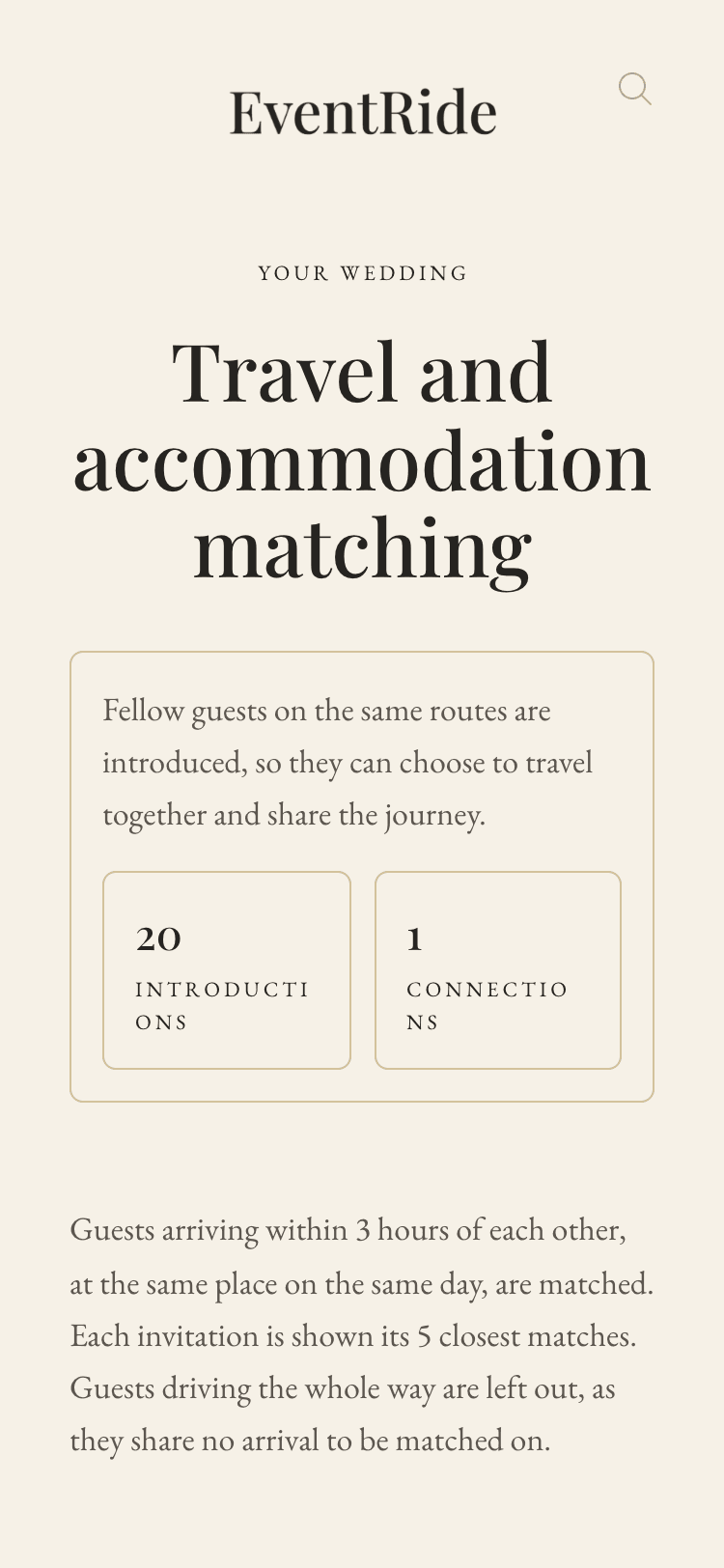 Travel and accommodation matching on a phone: introductions and connections counted.